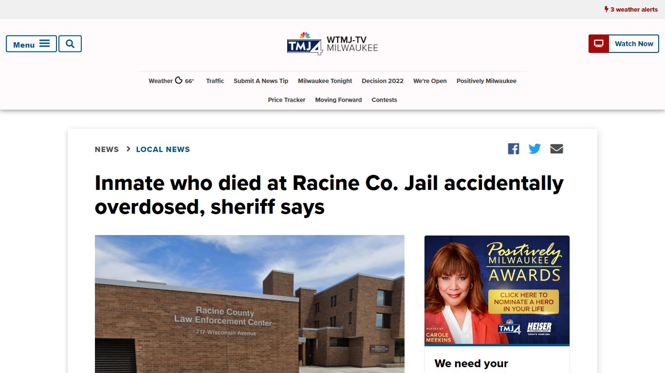 Inmate who died at Racine Co. Jail accidentally overdosed ...